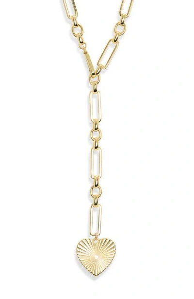 Bracha Emiele Heart Pendant Lariat Necklace In Gold