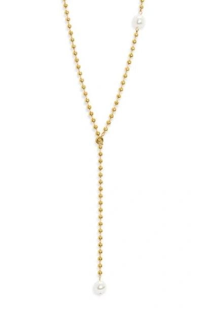 Bracha Isla Natural Pearl Lariat Y-necklace In Gold