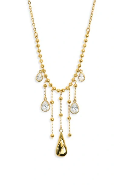 Bracha Nori Cubic Zirconia Drop Pendant Necklace In Metallic