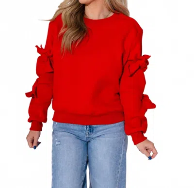 Brad & Rena Put-together Tie Sleeve Sweatshirt In Red