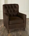 Bradington-young Carlee Leather Club Chair In Dark Chocolate