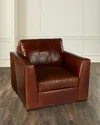 Bradington-young Eliana Leather Chair In Mahogany Brown