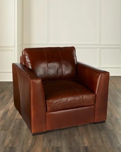 Bradington-young Eliana Leather Chair In Mahogany Brown