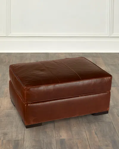 Bradington-young Eliana Leather Ottoman In Mahogany Brown