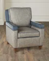 Bradington-young Fallon Leather Club Chair In Ice Blue, Gray