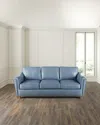 Bradington-young Lennon Leather Sofa, 85" In Ice Blue