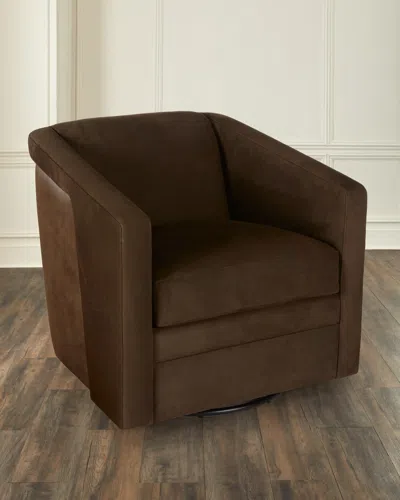 Bradington-young Lorelai Leather Swivel Chair In Brown
