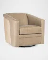 Bradington-young Lorelai Leather Swivel Chair In Khaki, Mushroom