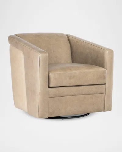 Bradington-young Lorelai Leather Swivel Chair In Neutral