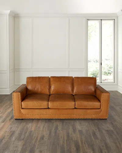 Bradington-young Peralta Leather Sofa, 87" In Light Brown