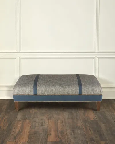 Bradington-young Rects Leather Ottoman In Ice Blue