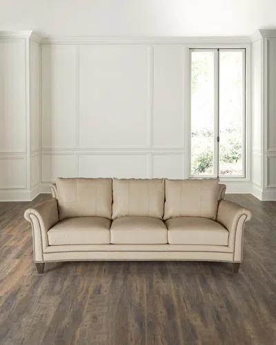 Bradington-young Richardson Leather Sofa, 91" In Neutral