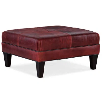 Bradington-young Fair-n-square 33" Wide Genuine Leather Square Cocktail Ottoman In New Classiques,#9 French Natural,aspen Lenado Brown Genuine Leather