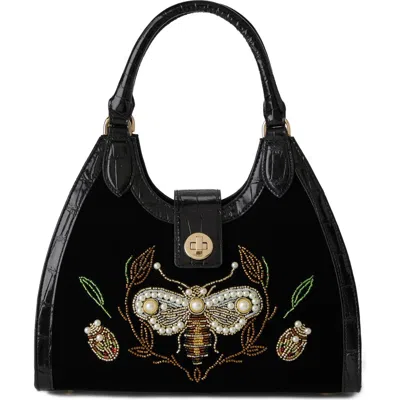 Brahmin Adrian Beaded Velvet Top Handle Bag