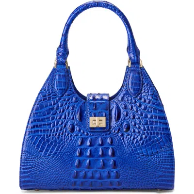 Brahmin Adrian Croc Embossed Leather Shoulder Bag In Blue