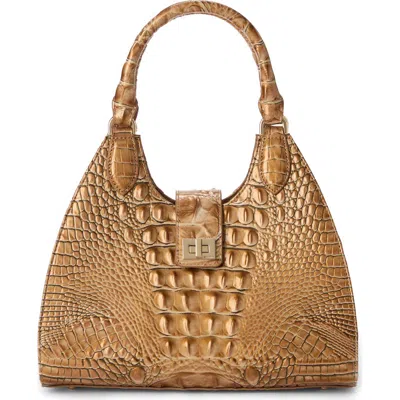 Brahmin Adrian Croc Embossed Leather Shoulder Bag In Brown