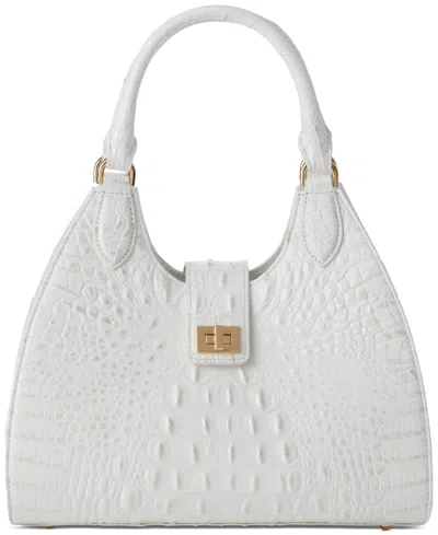Brahmin Adrian Melbourne Small Leather Satchel In Seasalt White