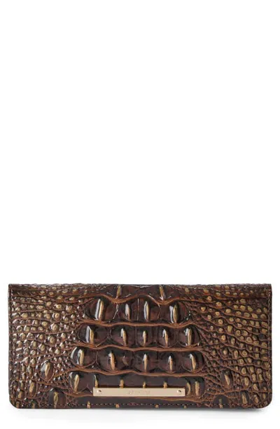 Brahmin 'ady' Croc Embossed Continental Wallet In Chocolate