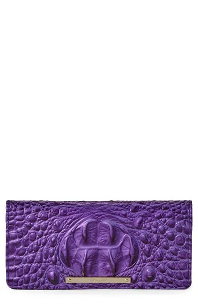Brahmin 'ady' Croc Embossed Continental Wallet In Cosmic Purple