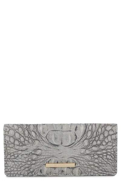 Brahmin 'ady' Croc Embossed Continental Wallet In Fairest Grey