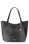 Brahmin Aliza Croc Embossed Leather Tote In Black