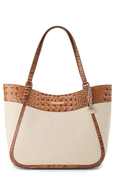 Brahmin Aliza Croc Embossed Leather Tote In Brown