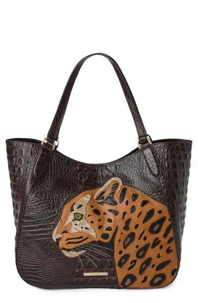 Brahmin Aliza Croc Embossed Leather Tote In Brown