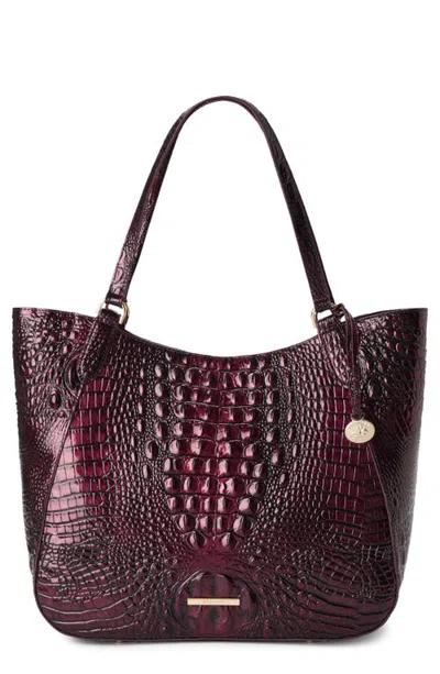 Brahmin Aliza Croc Embossed Leather Tote In Burgundy