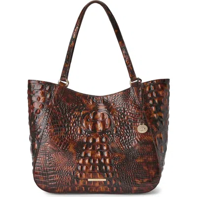 Brahmin Aliza Croc Embossed Leather Tote In Brown