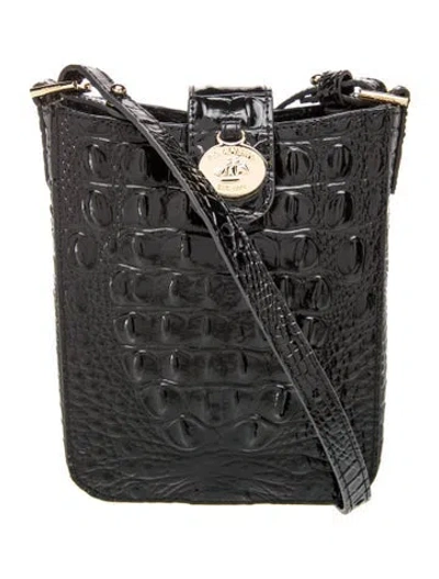 Pre-owned Brahmin Alligator Bucket Bag In Black