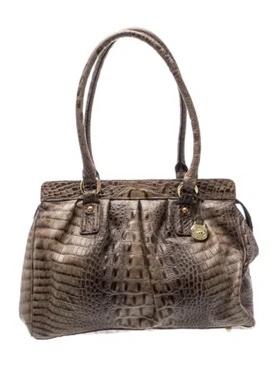 Pre-owned Brahmin Alligator Shoulder Bag In Grey