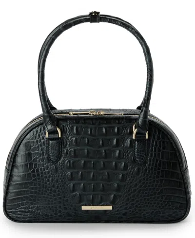 Brahmin Angie Alden Road Leather Medium Satchel Bag In Black