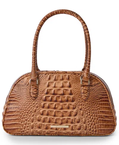 Brahmin Angie Alden Road Medium Leather Dome Satchel Handbag In Brown