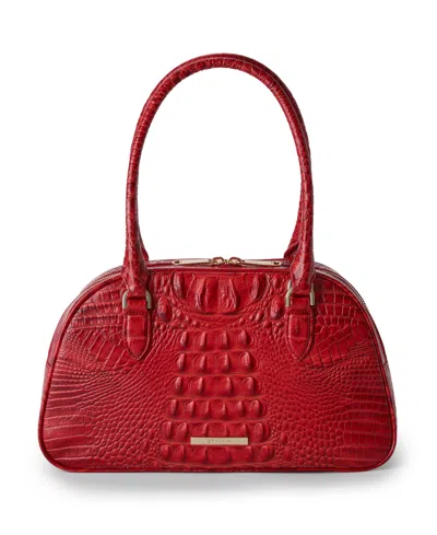 Brahmin Angie Alden Road Medium Leather Dome Satchel Handbag In Burgundy