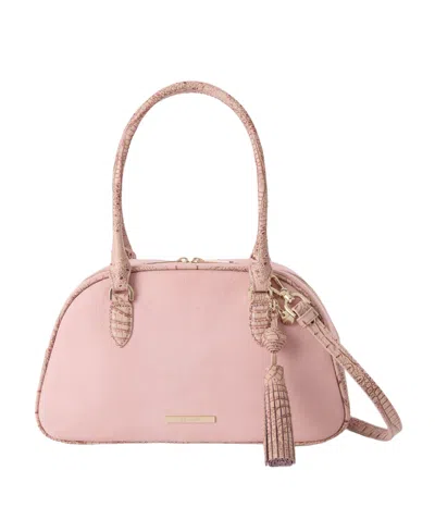 Brahmin Angie Double-zip Leather Medium Satchel Bag In Pink