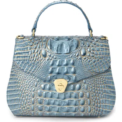 Brahmin Annalise Croc Embossed Leather Satchel In Vintage Indigo