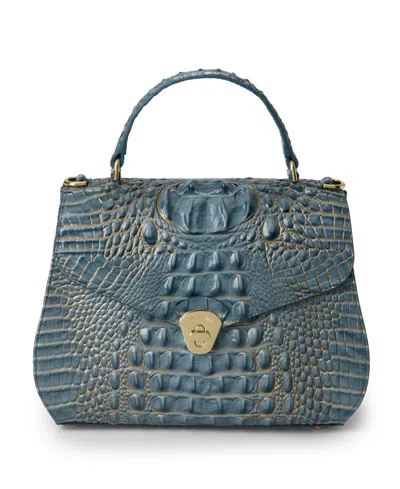 Brahmin Annalise Melbourne Small Leather Satchel Handbag In Vintage Indigo