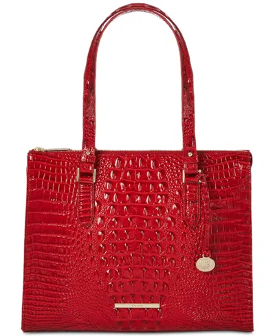 Brahmin Anywhere Melbourne Embossed Leather Tote In Carnation