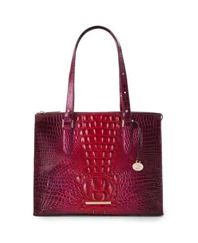 Brahmin Anywhere Melbourne Embossed Leather Tote In Burgundy