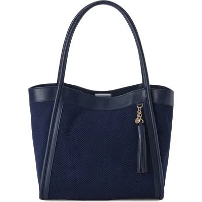 Brahmin Bailee Snake Embossed Leather Tote In Navy Belcanto