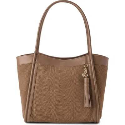 Brahmin Bailee Snake Embossed Leather Tote In Taupe Belcanto