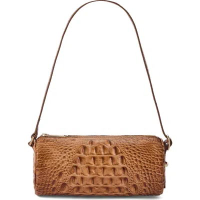 Brahmin Billie Croc Embossed Leather Barrel Bag In Brown
