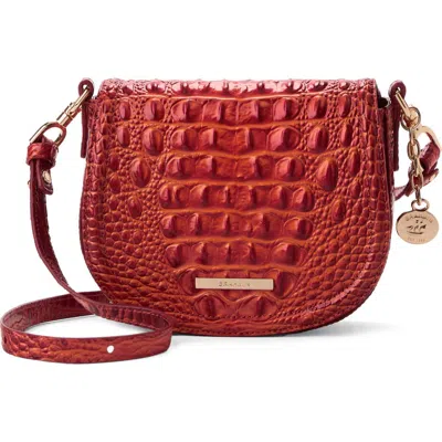 Brahmin Briar Croc Embossed Leather Crossbody Bag In Radiant Red