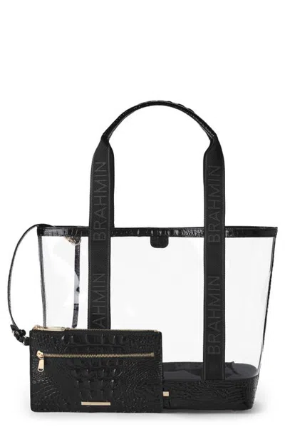 Brahmin Brooke Clear Croc Embossed Leather Tote In Transparent