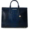 Brahmin Business Croc Embossed Leather Tote In Anchor