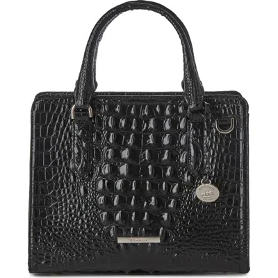 Brahmin Cami Croc Embossed Leather Satchel In Black