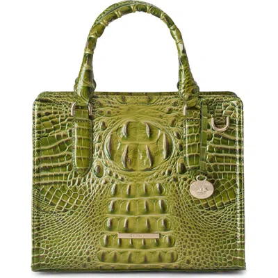 Brahmin Cami Croc Embossed Leather Satchel In Green