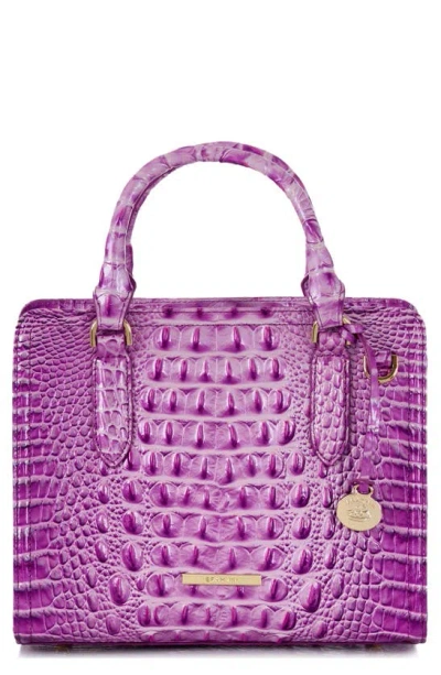 Brahmin Cami Croc Embossed Leather Satchel In Lilac Essence