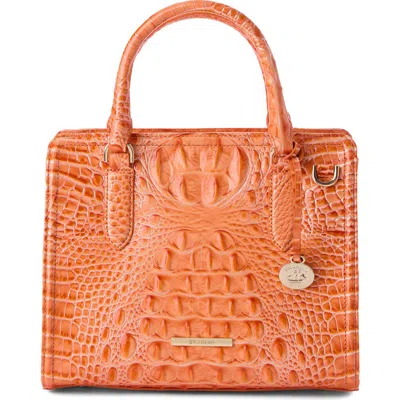 Brahmin Cami Croc Embossed Leather Satchel In Orange