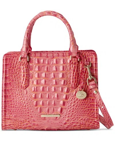 Brahmin Cami Melbourne Leather Satchel In Coral Snapdragon
